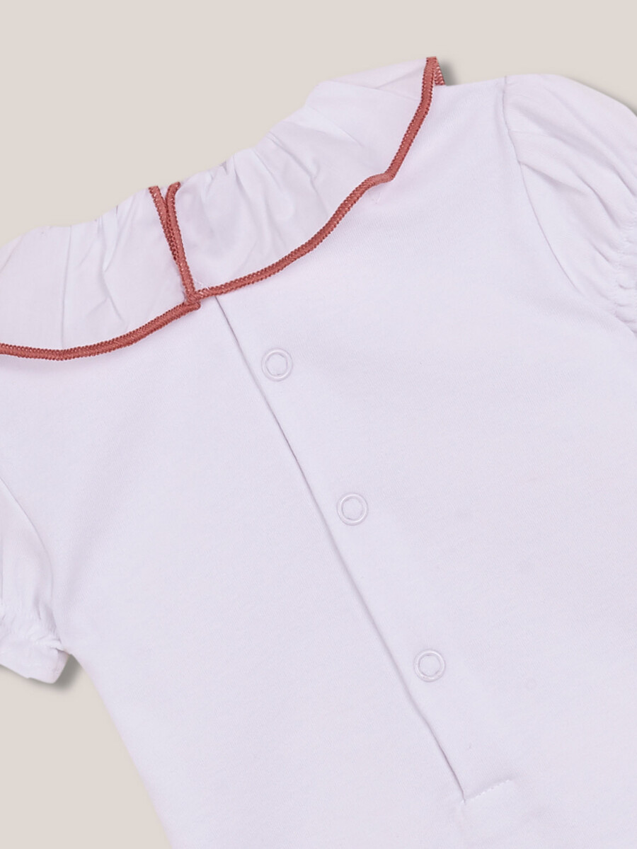 Body Con Cuello De Popelin Hilo A Contraste Blanco