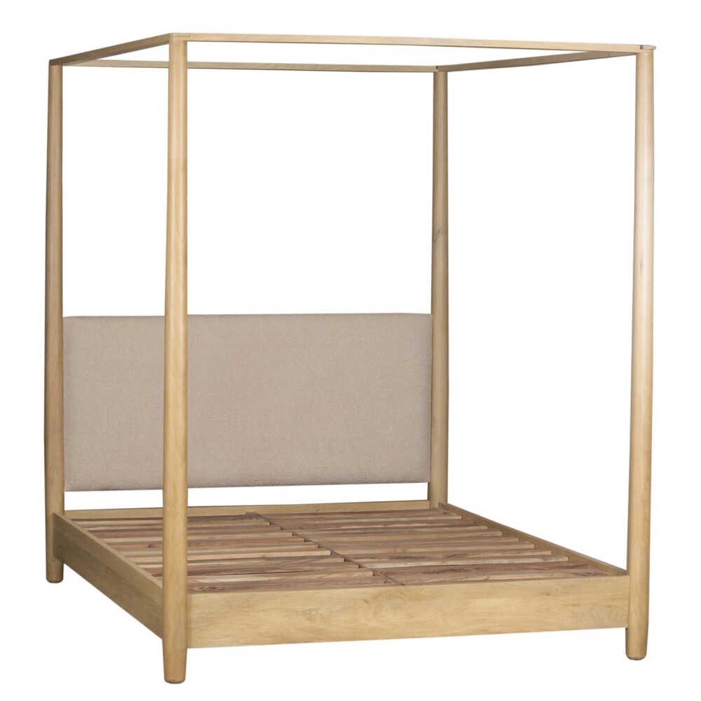 CAMA CANOPY QUEEN MADERA-DE-MANGO NATURAL-BEIGE WOODSIDE