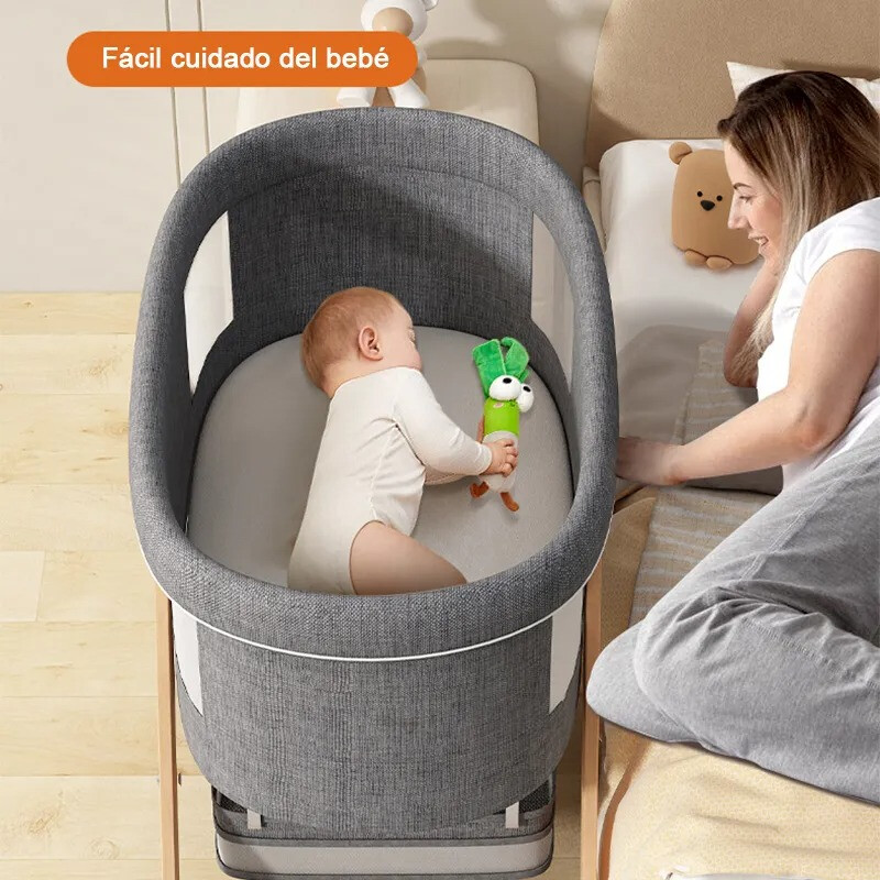 Cuna Moisés Plegable Regulable Para Bebe Gris Oscuro