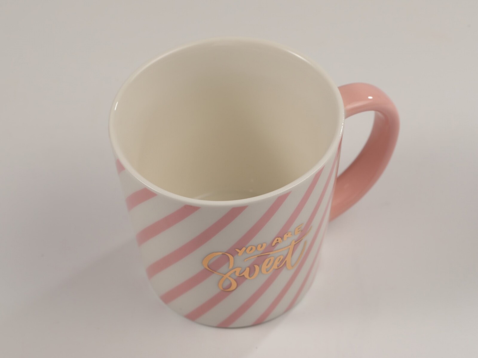 TAZA DE CERÁMICA FRESCA (RAYAS DIAGONALES/ROSA) 