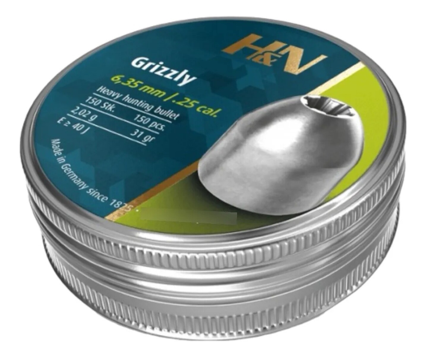 Chumbos Hyn Grizzly 6,35mm 31grains x 150 unidades 