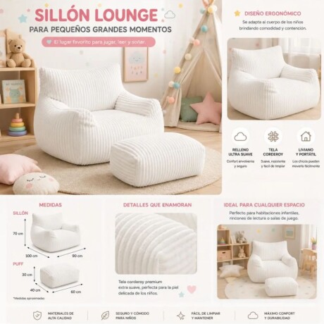 Sillon Infantil Cloudy Blanco