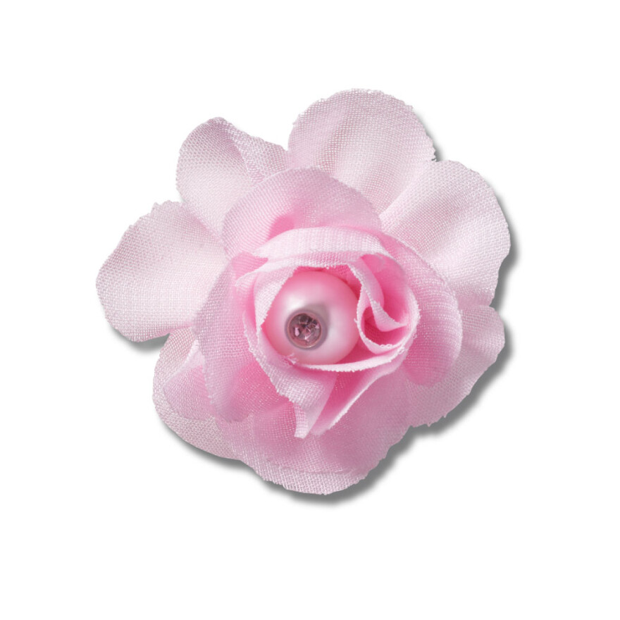 Jibbitz Pink Fabric Flower With Pearl Multicolor