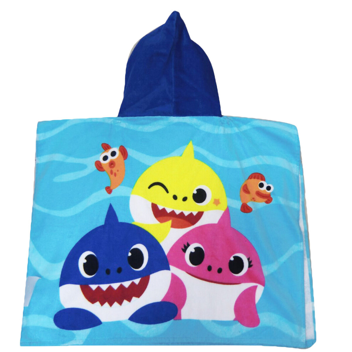 Toalla Disney Poncho Baby Shark - Celeste - Azul Marino - Amarillo 