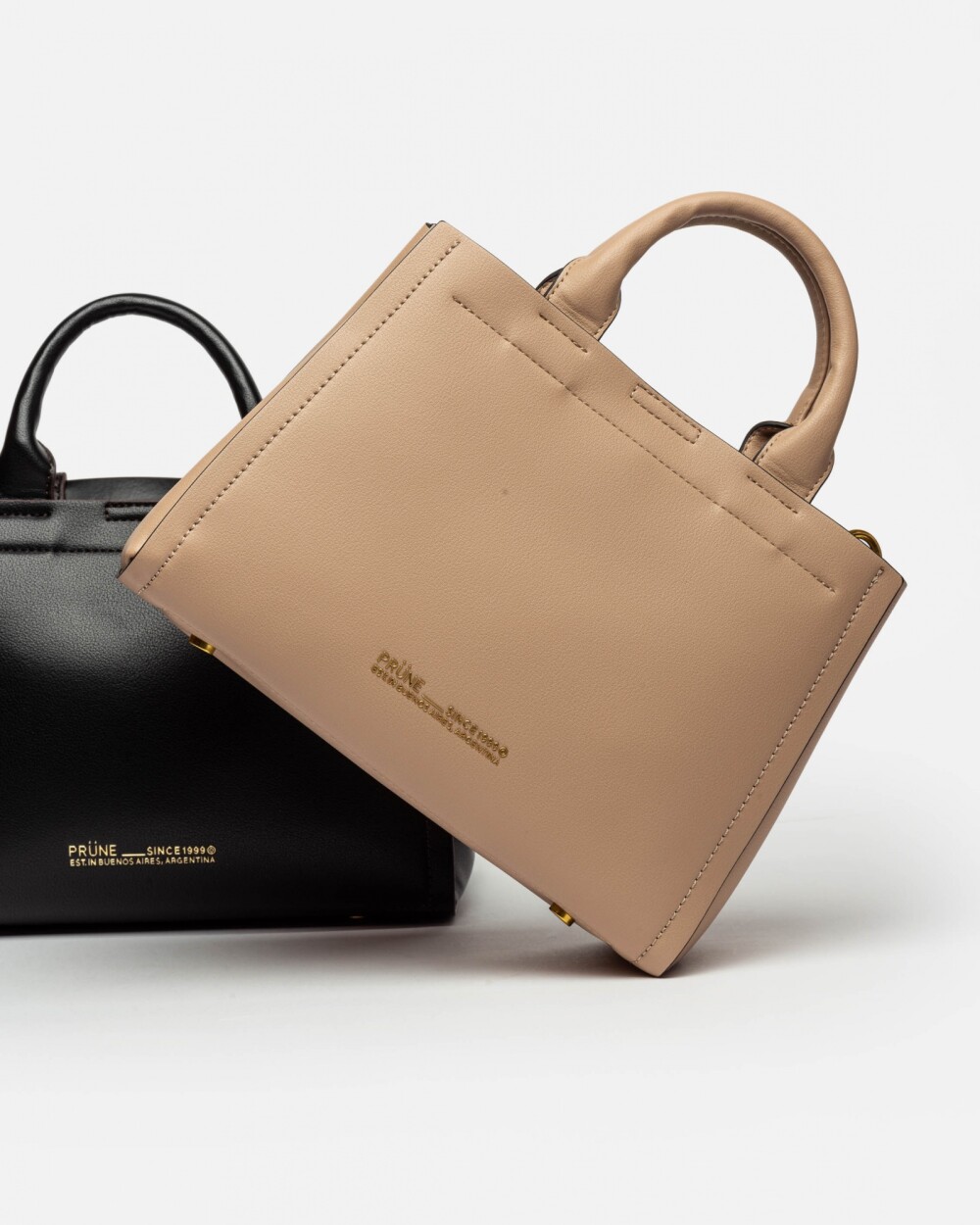 Cartera de Mano Anette Chica en Efecto Cuero Liso Natural