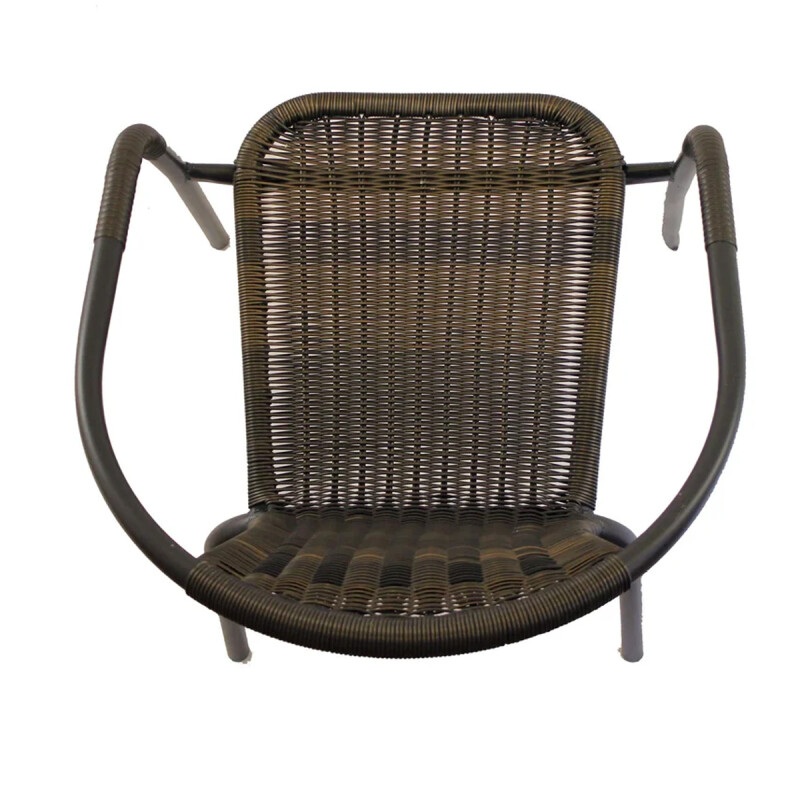 SILLA DE EXTERIOR RATAN PVC Y METAL CON APOYABRAZOS CAFÉ Silla De Exterior Ratan Pvc Y Metal Con Apoyabrazos Café