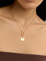 Collar De Eslabones Con Medalla Y Perla De Agua Dulce - Plata De Ley 925 dorado