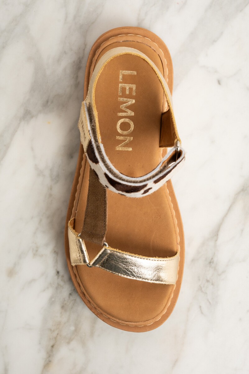 Sandalia Combinada Cuero Camel