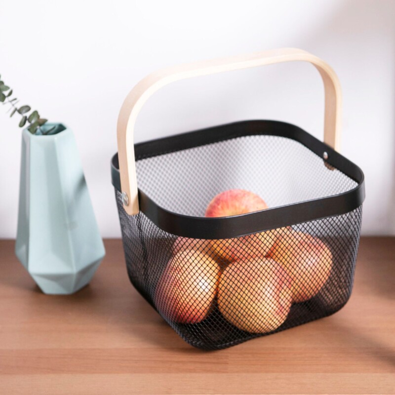 Canasto Metálico, Organizador De Frutas (Diego B.) Negro