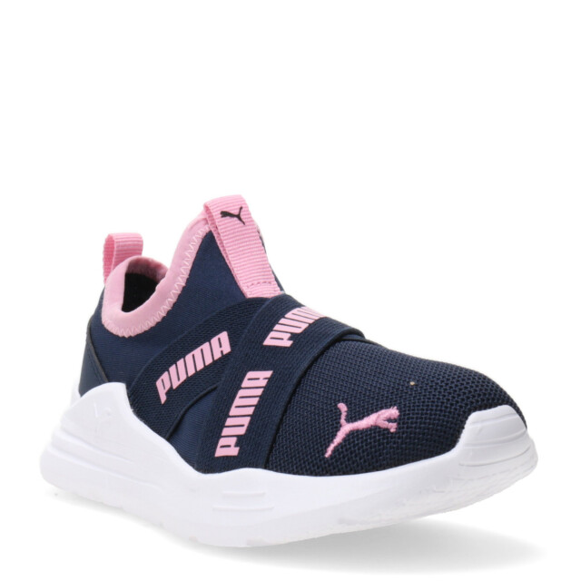Championes Infantiles Puma Wired Run Azul Marino - Rosado