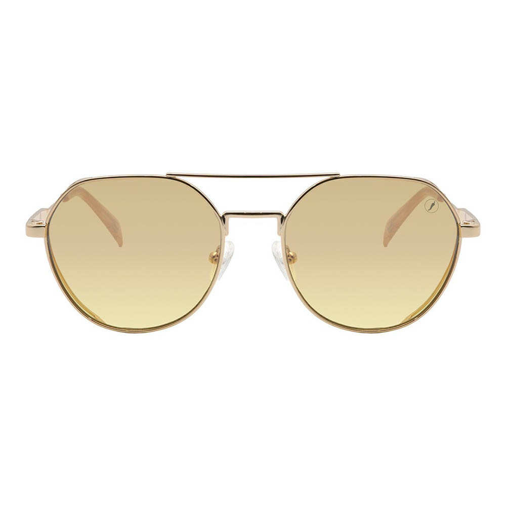 Lentes de sol De Acero Inoxidable Redondo Flap Amarillo/Dorado