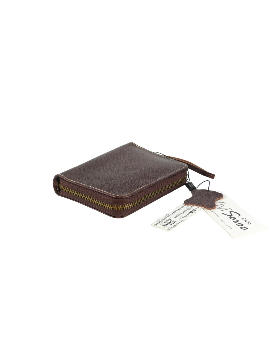 Monedero de Cuero Genuino: Estilo, Seguridad y Organización Diaria. - Marrón 