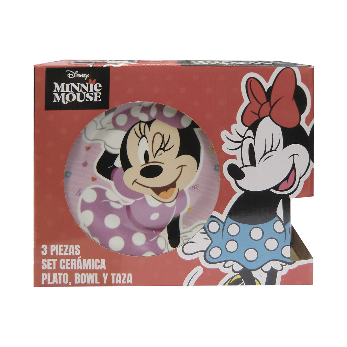 Set X3 de Cerámica Infantil Minnie Plato, Taza y Bowl 