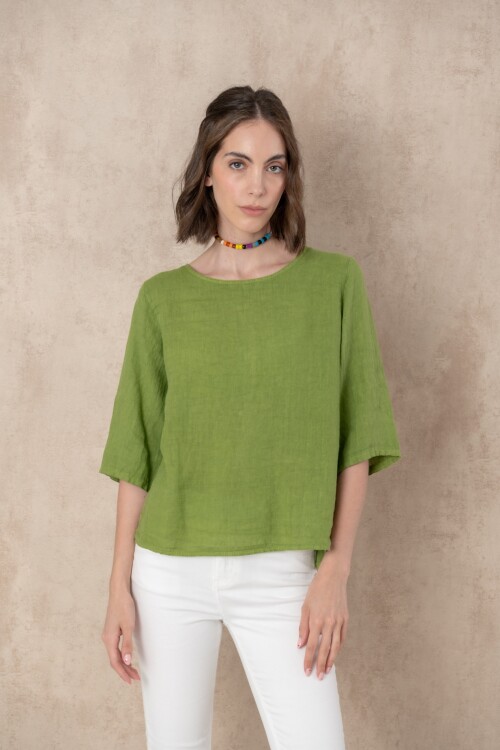 Blusa en lino Verde italia