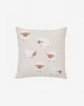 Almohadón Milu de algodón beige bordado de ovejas 45 x 45 cm