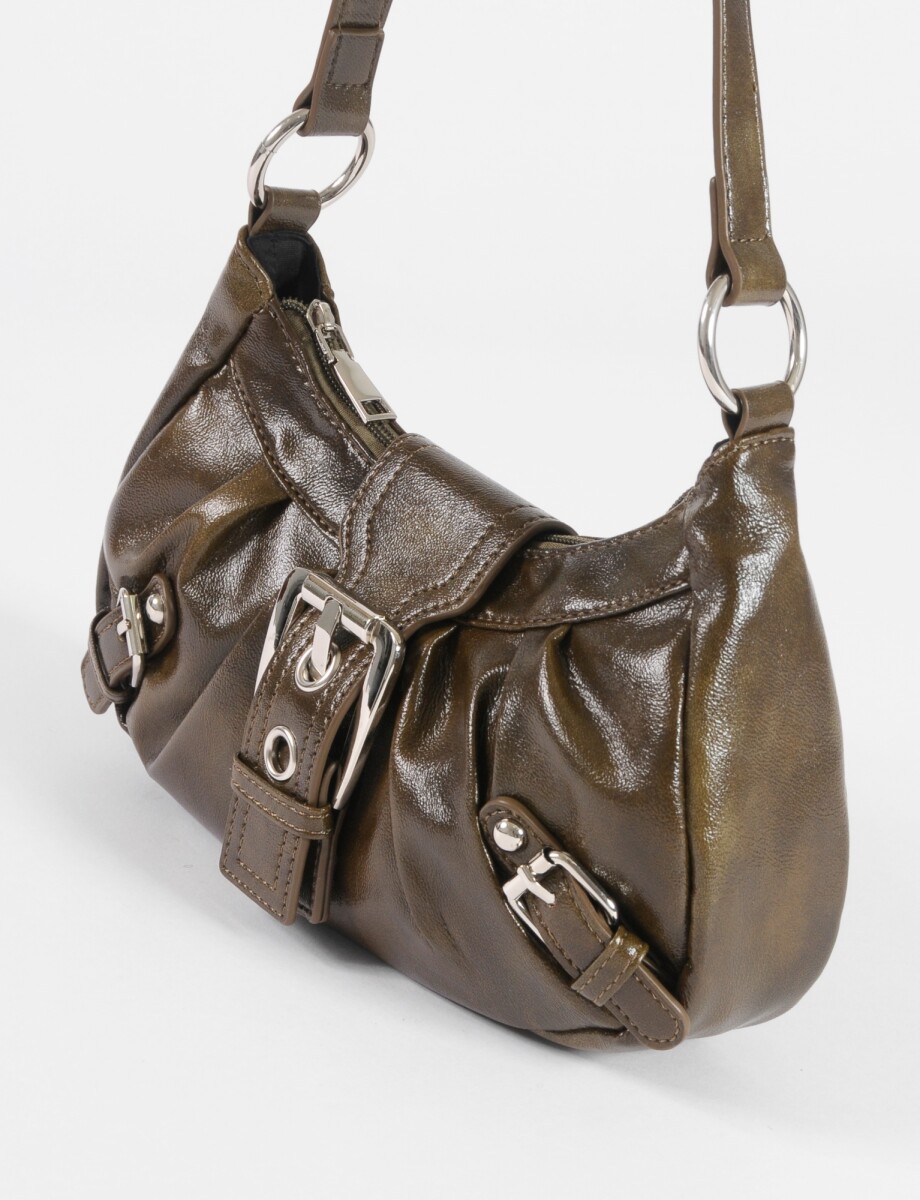Cartera de hombro hebilla - marrón 