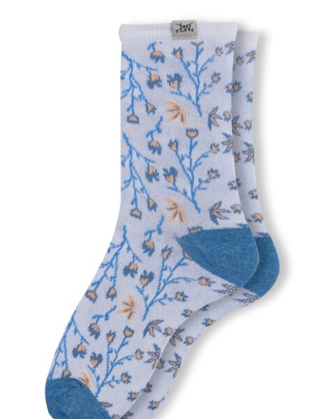 MEDIAS CON FLORES - PACK x2 Blanco