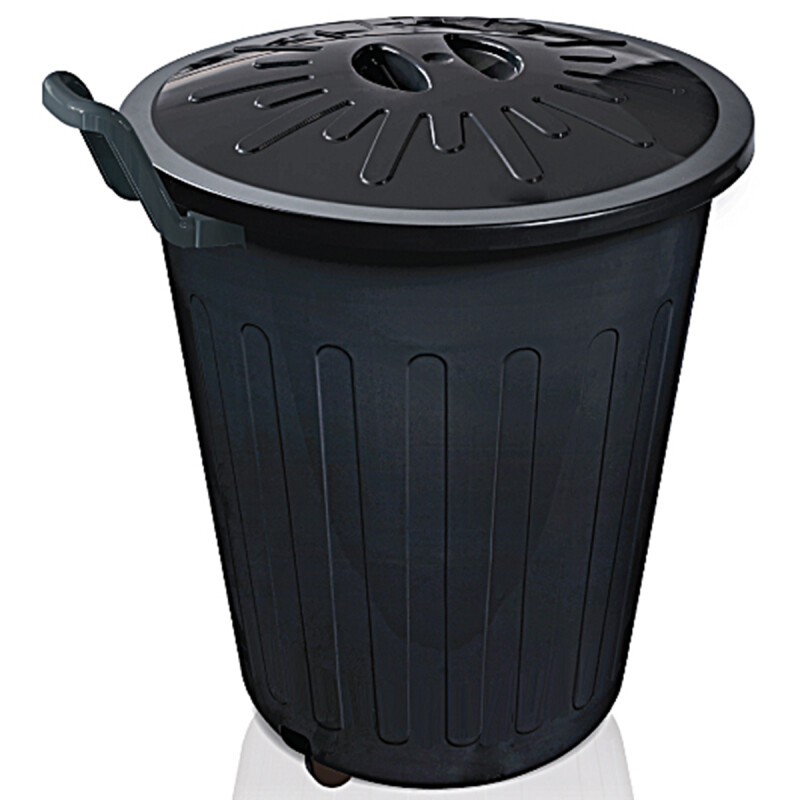 Tarro de Residuos plástico 100 lts con ruedas y Tapa NEGRO