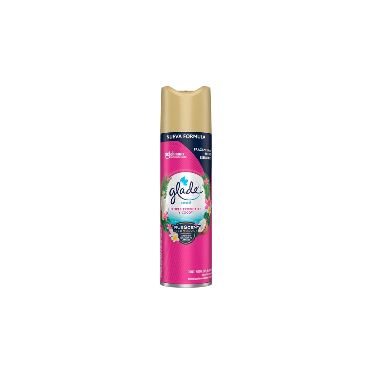 Desodorante de ambientes Glade Aerosol - Flores tropicales y coco - 360 ml 