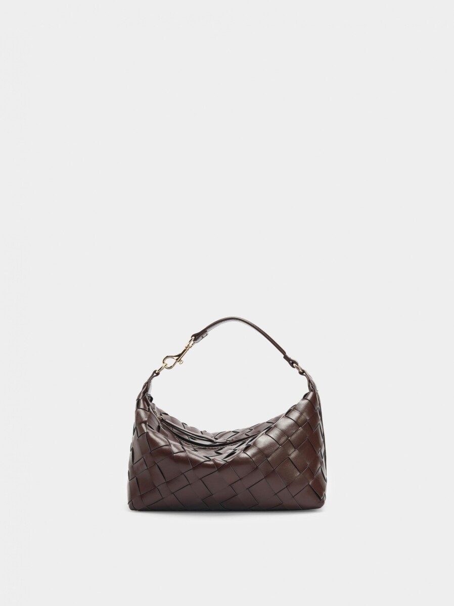 Bolso De Mano Trenzado - marron 