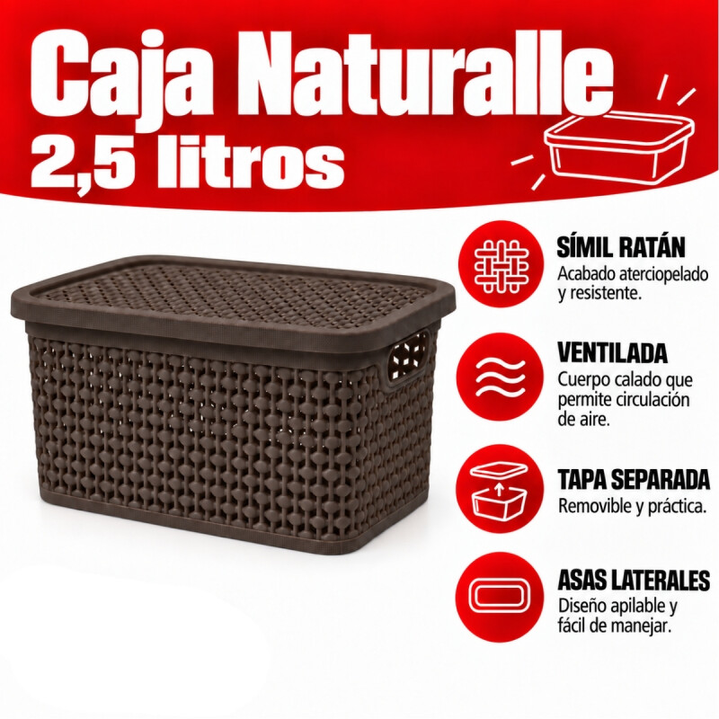Set x3 Caja simil ratán 2,5 Lts CHOCOLATE