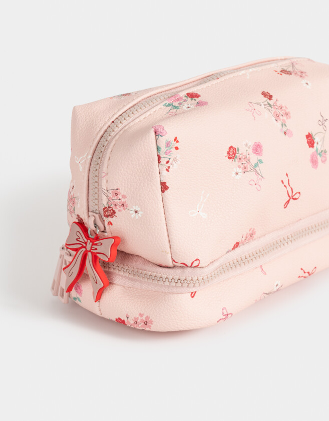 Porta Cosméticos Portacosméticos Cuerina - Estampado Flores