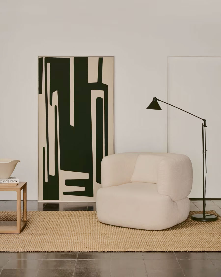 Cuadro abstracto Salmi de lino beige y negro 210 x 110 cm Cuadro abstracto Salmi de lino beige y negro 210 x 110 cm