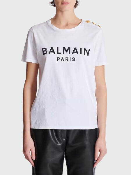 BALMAIN - T-SHIRT CLÁSICA ESTAMPADO PARIS Blanco