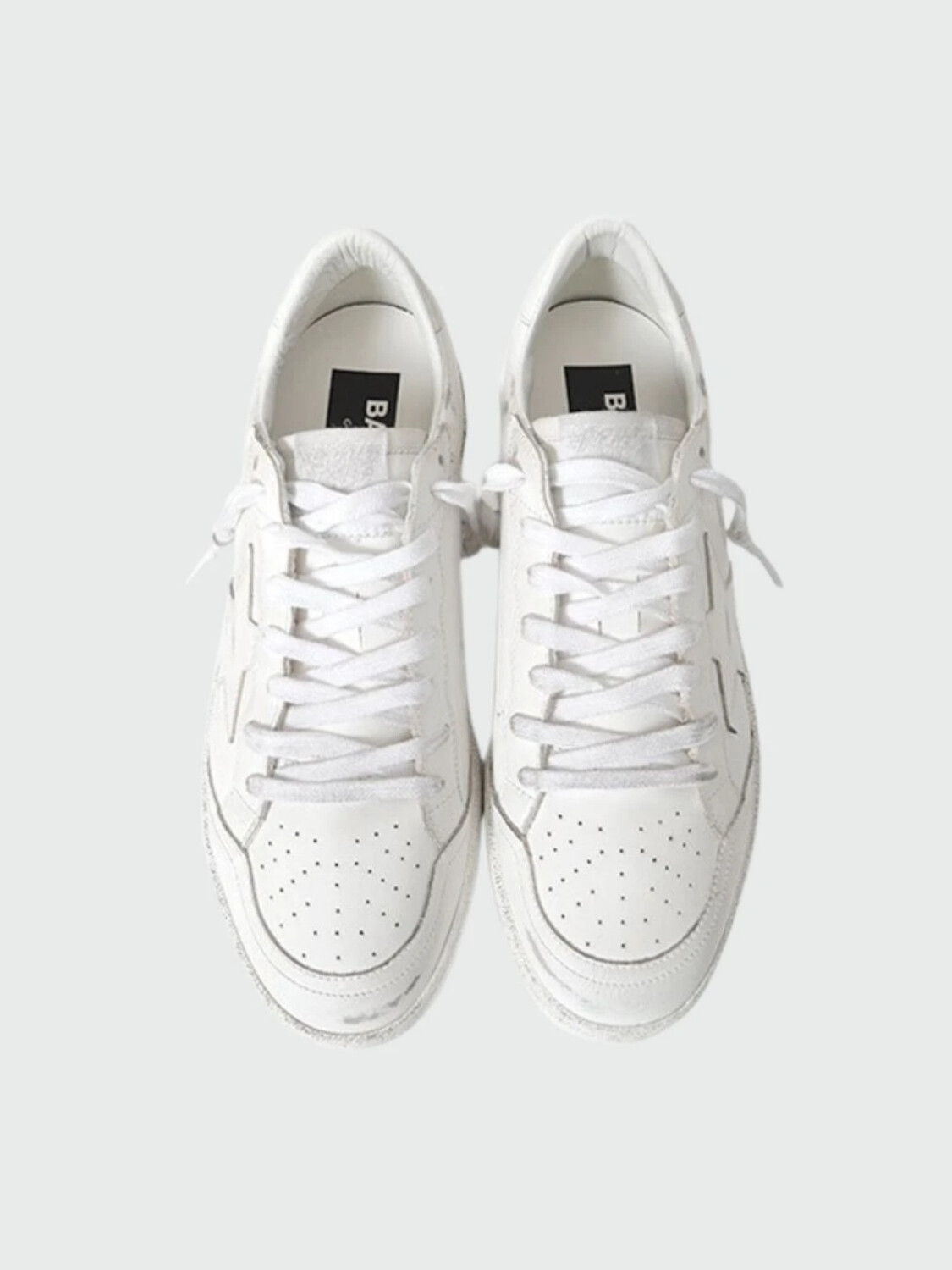 Golden Goose-Championes de cuero acordonados, Ball star Blanco