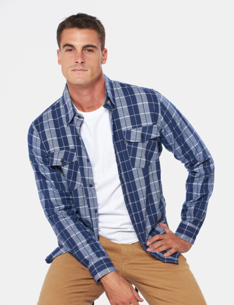 CAMISA DE VIYELA A CUADROS Azul