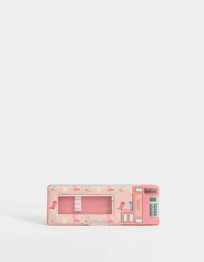 Cartucheras Retro Cartuchera Retro Con Ventana Y Calculadora - Rosa Claro