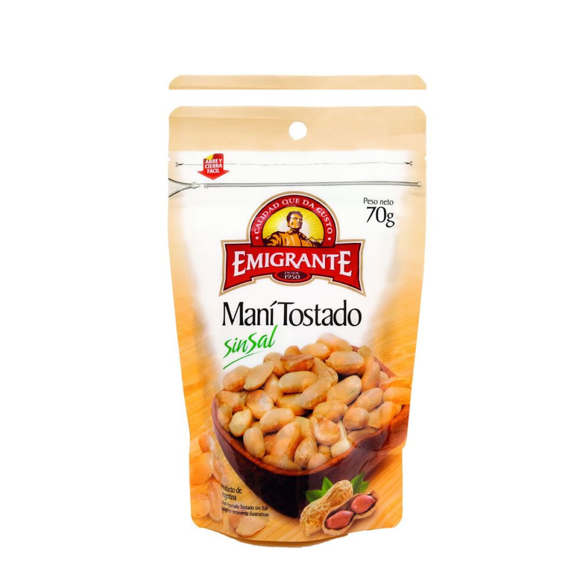 Maní El Emigrante Tostado Sin Sal 70g 