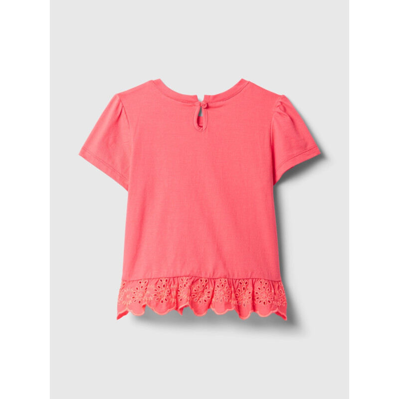 V-SS EYELET PEPLUM FRESH CORAL