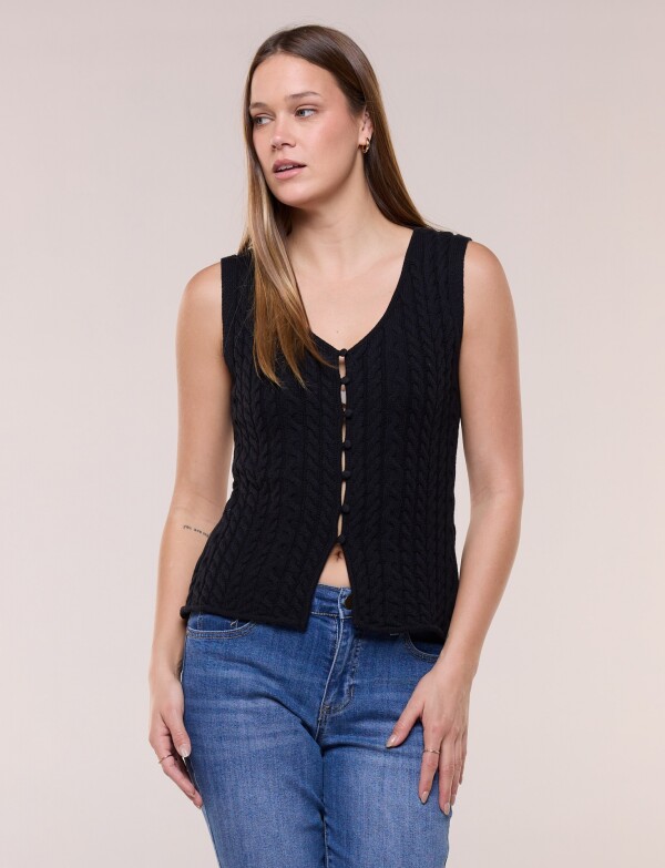 Chaleco Tejido Trenzado NEGRO