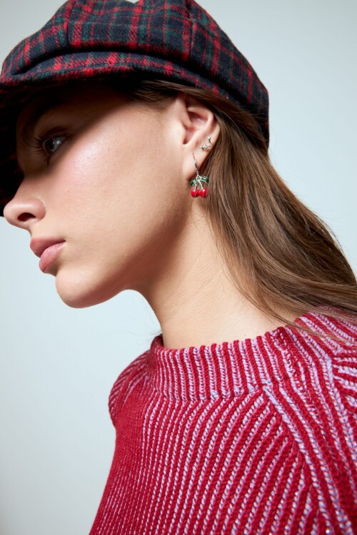 Set de aros dije cherry plateado