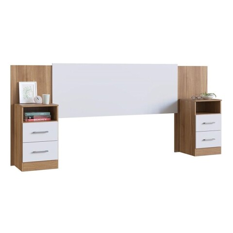 Respaldo Con Mesa De Luz Sommier Cabecera 2 Cajones - Ltc Respaldo Con Mesa De Luz Sommier Cabecera 2 Cajones - Ltc