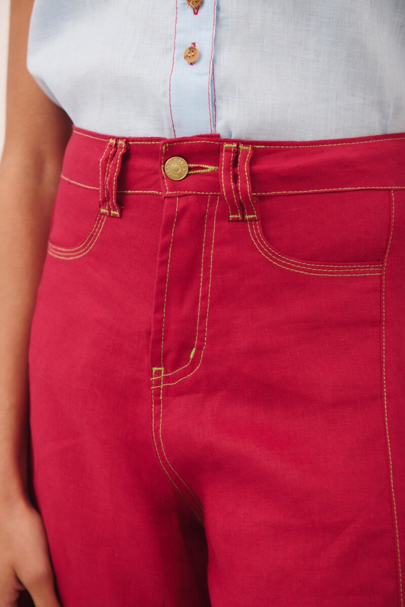 PANTALON WIDE XL LINEN SS26 Cherry