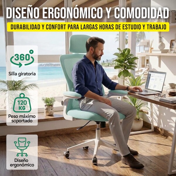 Silla de escritorio Oficina Sillon Ejecutiva Ergonomica Apoyabrazos Regulables IMBACK Color Turquesa Silla de escritorio Oficina Sillon Ejecutiva Ergonomica Apoyabrazos Regulables IMBACK Color Turquesa