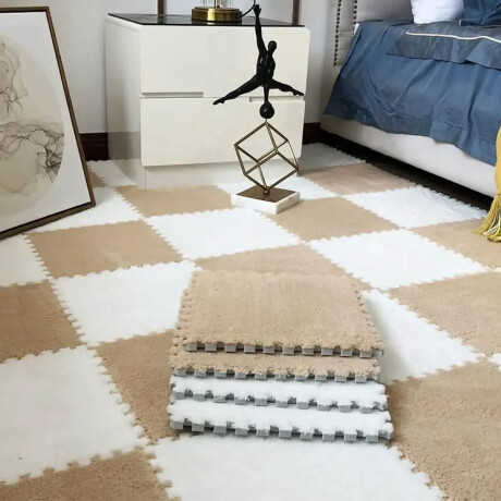Set X20 Tatami Alfombra Suave Plush Piso Encastrable Beige