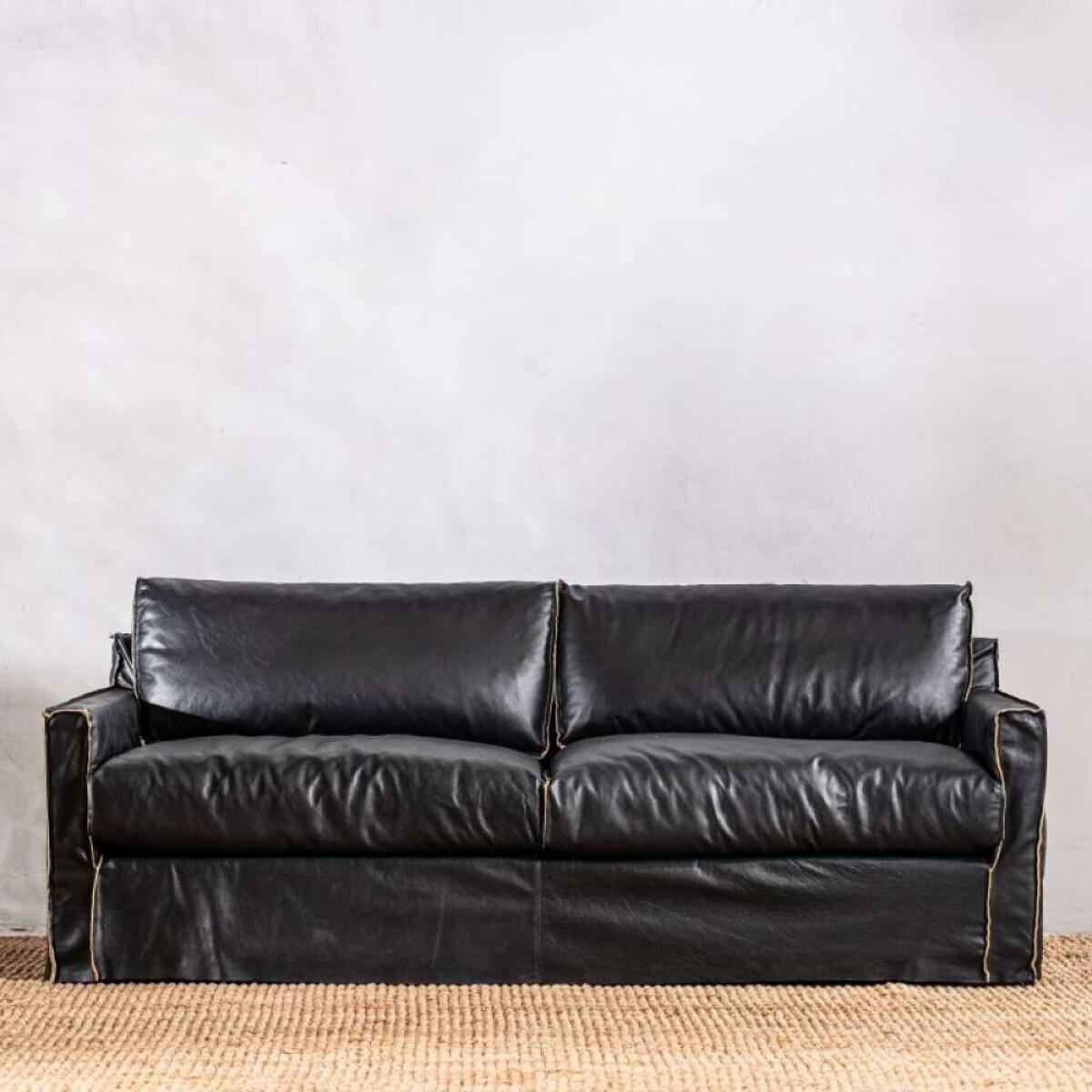 Sillón Cuero Noir 3 Cuerpos Negro 