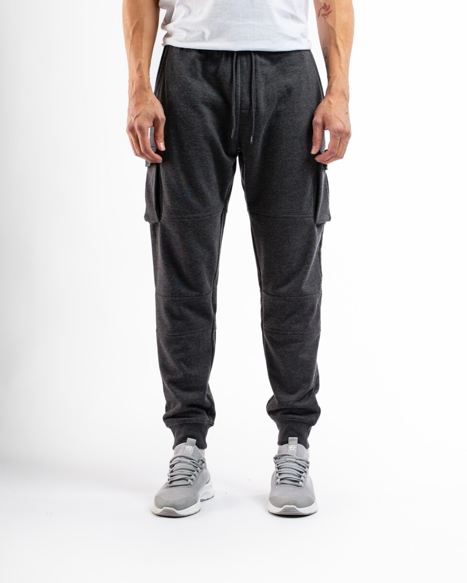 Pantalón Cargo de Felpa - Gris Oscuro Melange 