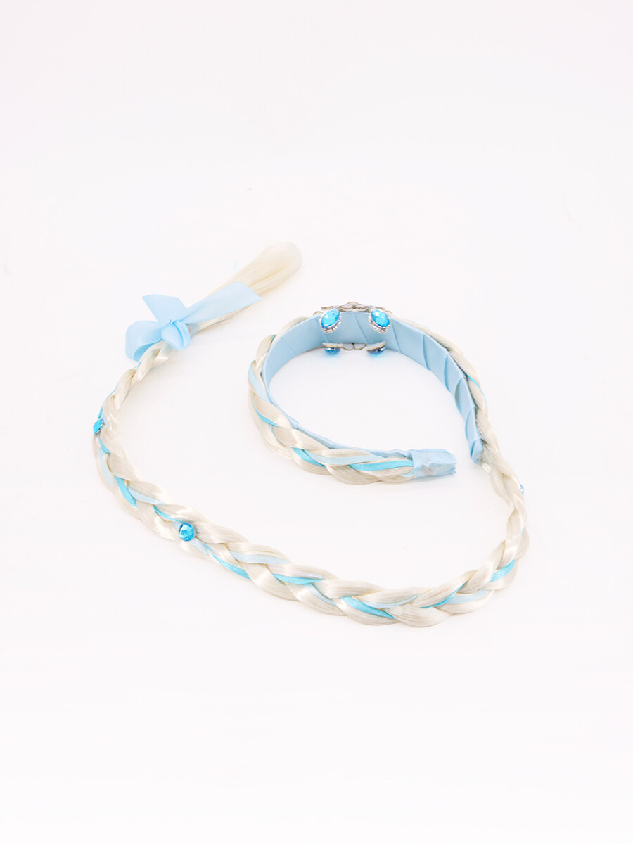 VINCHA CON TRENZA PRINCESA HIELO - CELESTE 