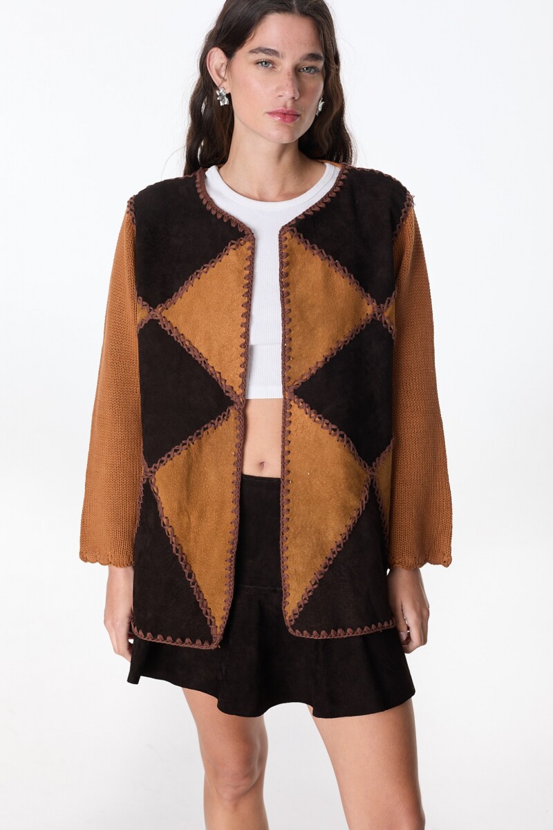 Saco Leather Molly - Camel/Negro 