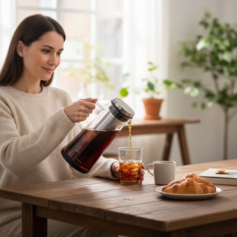 Cafetera Cold Brew de Vidrio Borosilicato 1.5L con Filtro Inoxidable Sin Color