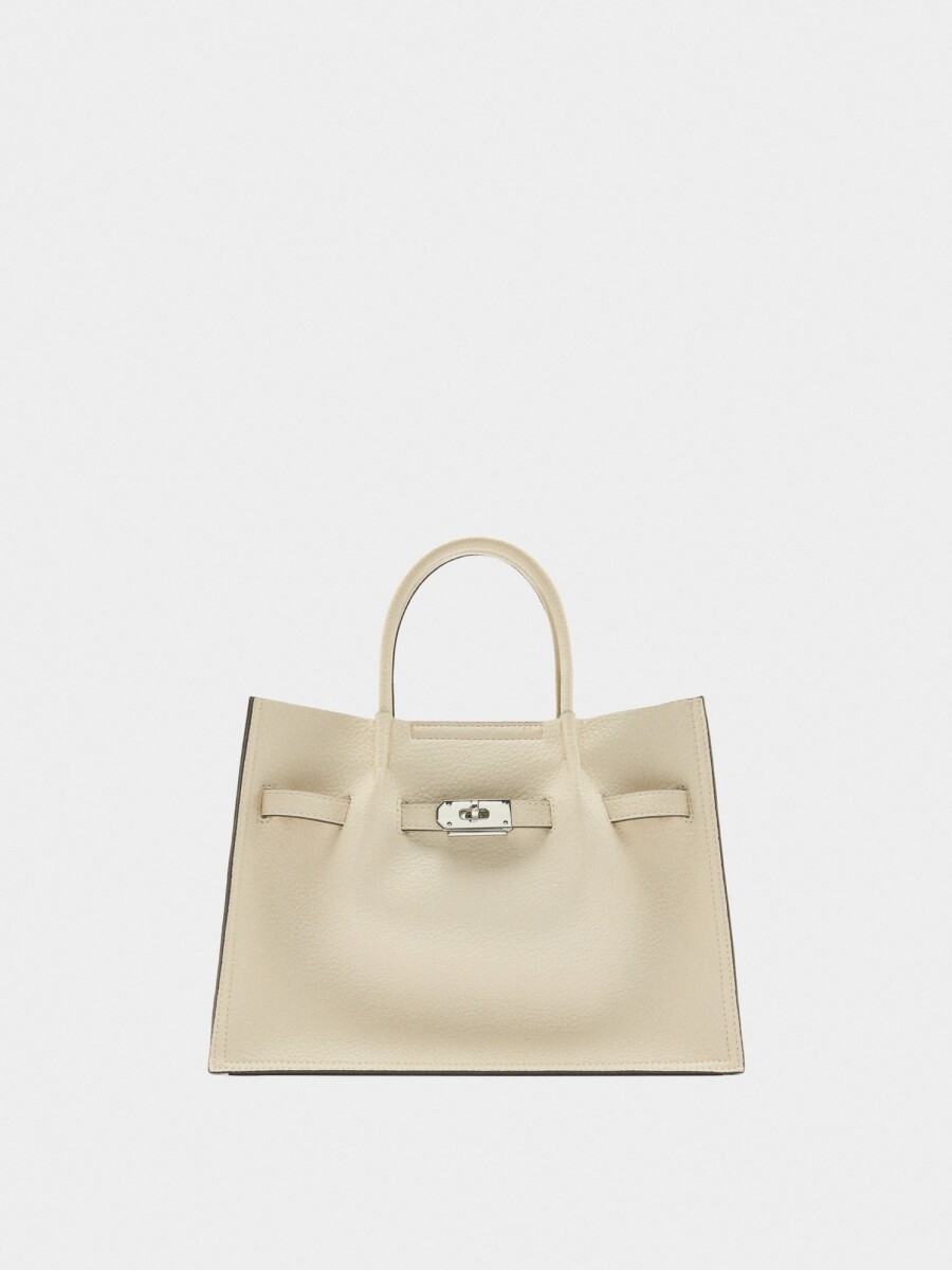 Bolso Tote Con Textura Y Detalle De Cinturón crudo