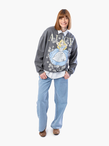 BUZO ALICE ON FLOWERS GRIS OSCURO