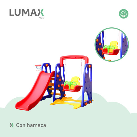 Set 3 en 1 tobogán hamaca y aro de basquet Rojo