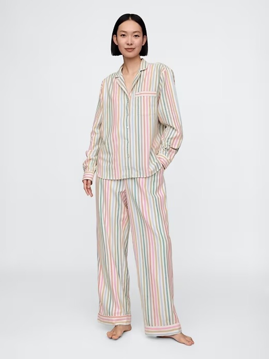 Pijama Conjunto Camisa Y Pantalón Mujer - Fs Happy Stripe 