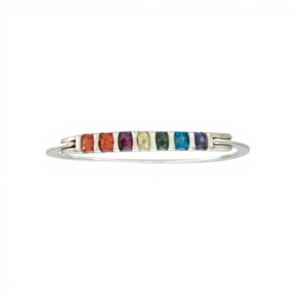 Brazalete 7 chakras -Plata 950-Resina multicolor-BR3013 conpiedra