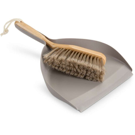 Pala y cepillo TAGE con asa de bamboo Gris